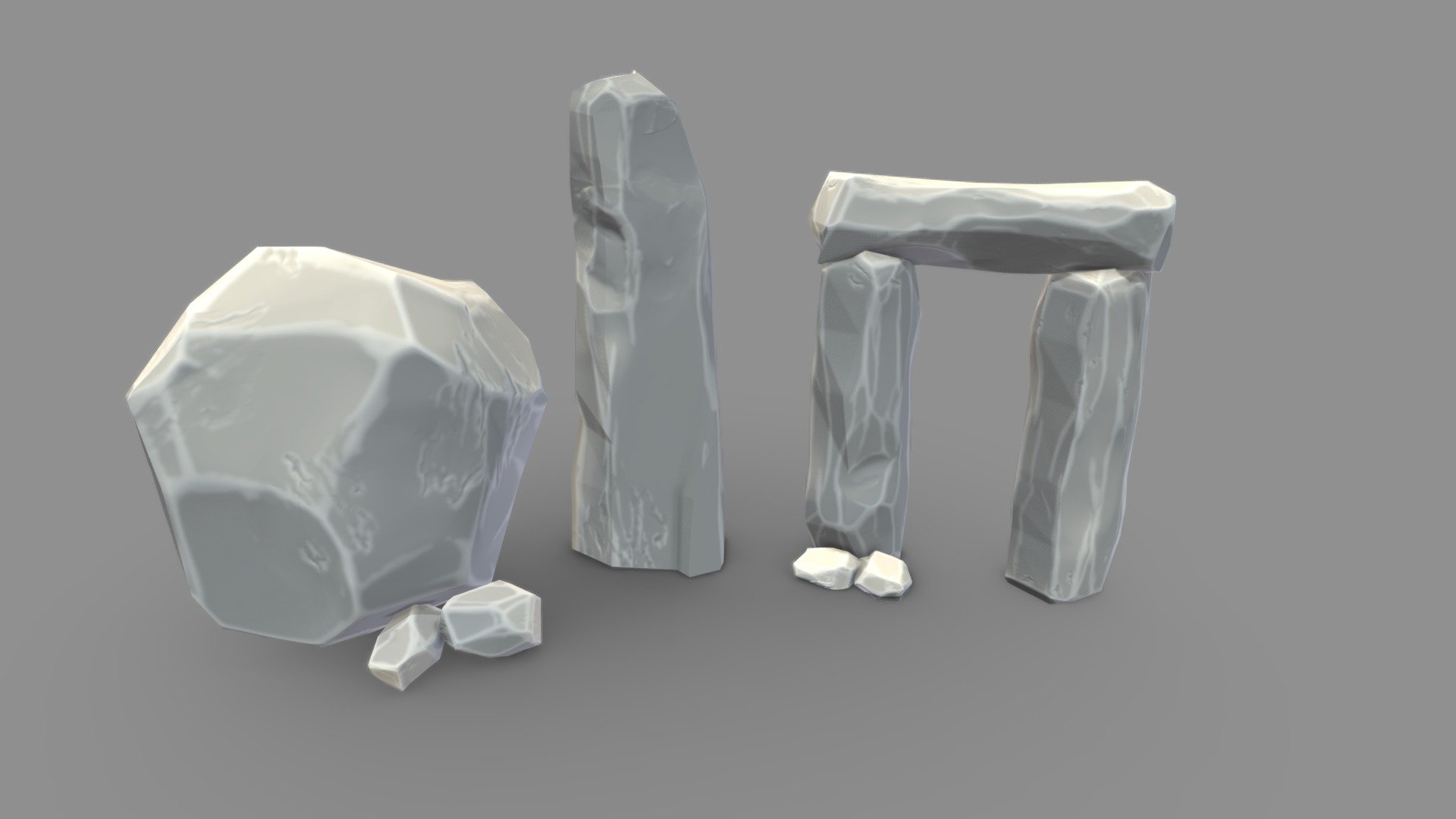 A batch of stylized stones 3d model