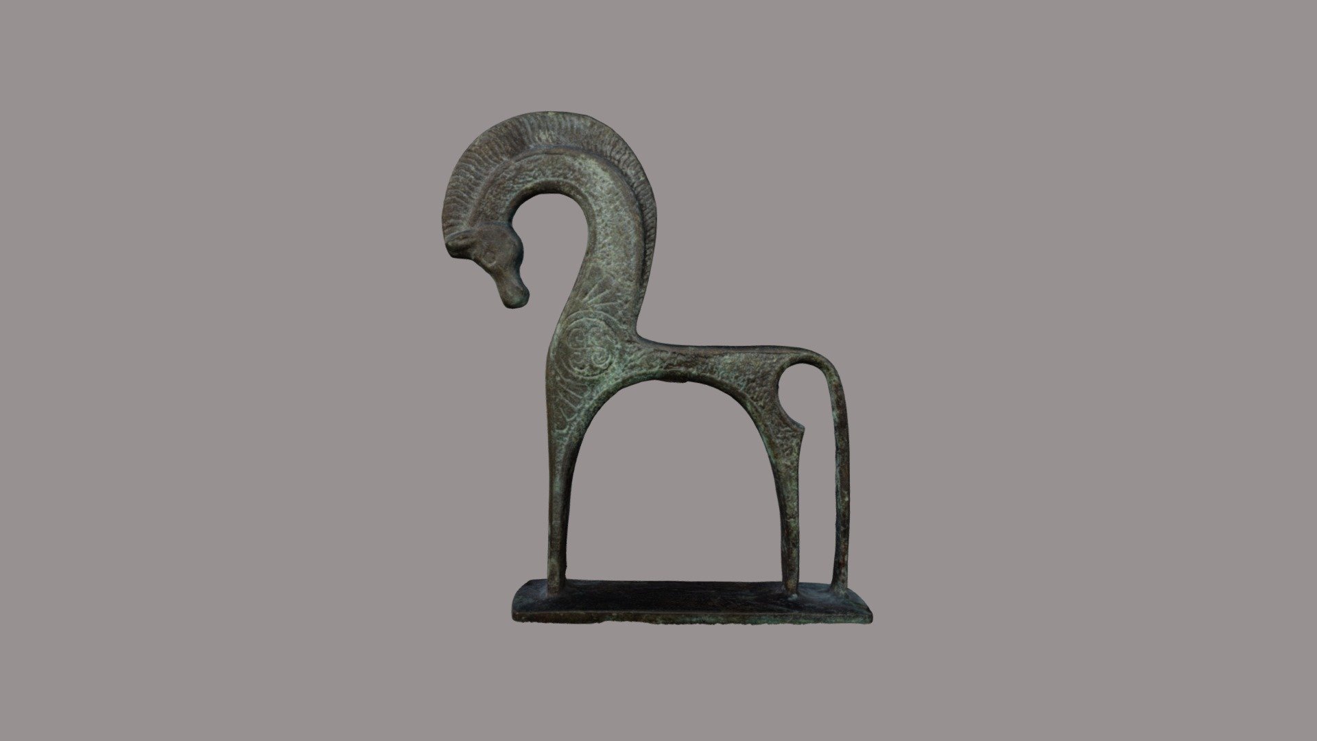 Replica, attic, bronze horse, height: 12,5 cm, 1000 - 700 B.C.E. (so-called geometrical period). The original can be found in the National Museum of Athens.
The term &ldquo;Geometric Style