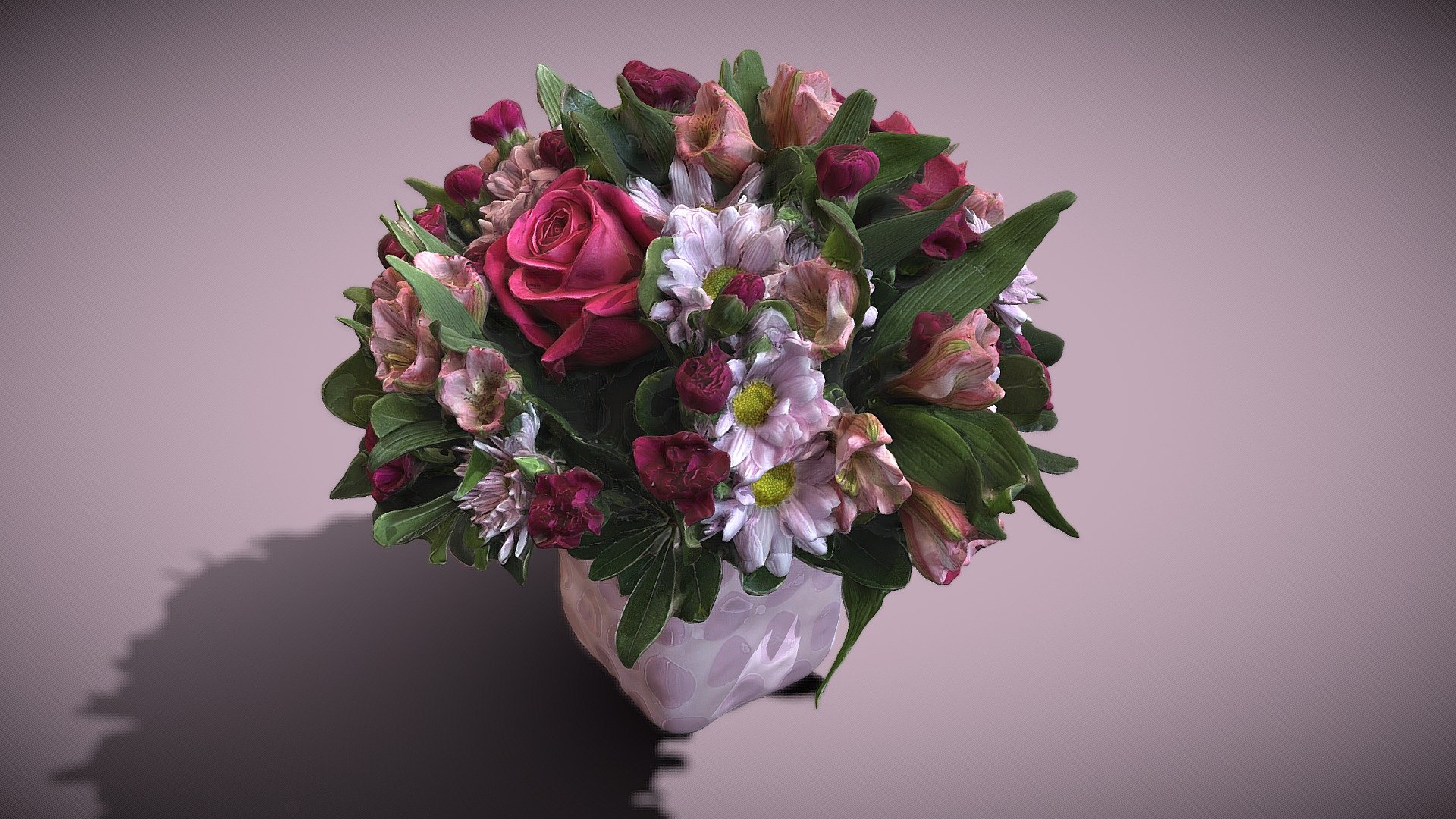 A beautiful pink and red flower arrangement in a pink vase - Pink and Red Flower Arrangement - Buy Royalty Free 3D model by ஜCIHIRISஜ (@crazy4creativity) 3d model