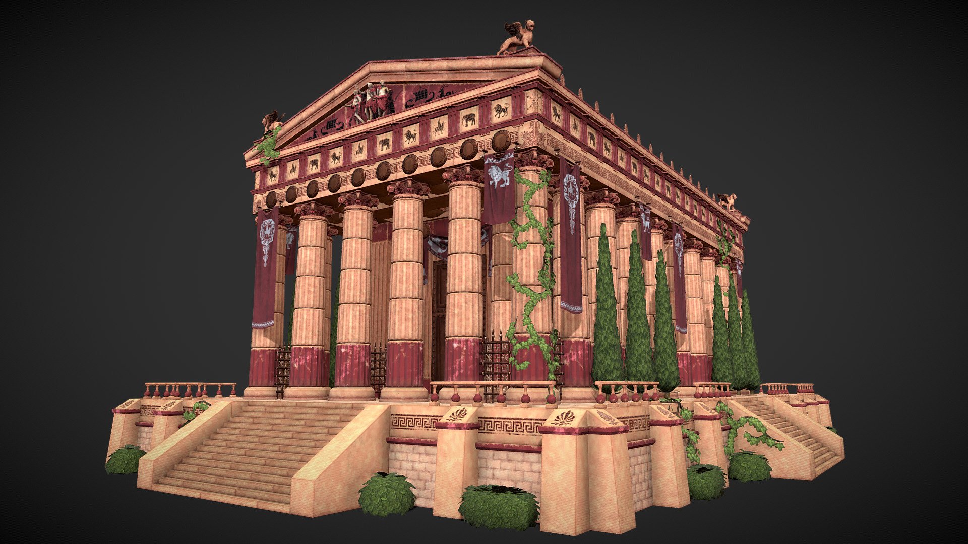 Greek temple in a cartoon style, inspired by &ldquo;immortals fenyx rising