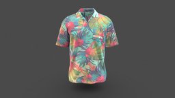 Men Hawaiian AOP Apparel Shirt shirt, fashion, mr, vr, ar, hawaii, game-ready, hawaiian, clo3d, marvelousdesigner, metaverse, aop, low-poly, 3d, lowpoly, clothing, 3dapparel, appareldesign, virtualapparel, fashionapparel, 3dappareldesign, 3dapparelclothing