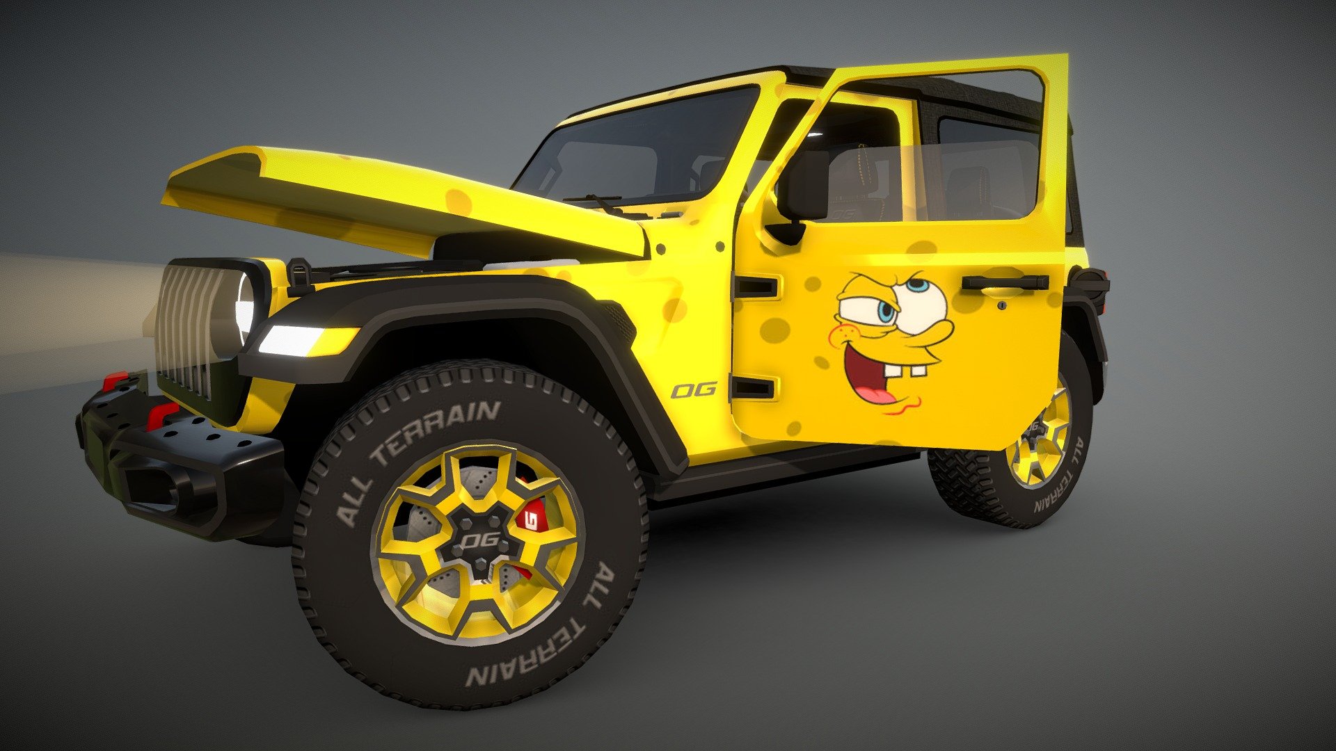 Low poly model for mobile game with interrior and moving parts
15k verts
27k triangles
16k polygons
Textures 256x256 to 2048x2048
Created in blender3d 2023, Photoshop 2023 - Jeep Wrangler Rubicon - 3D model by OG Cars (@zigzag977010) 3d model