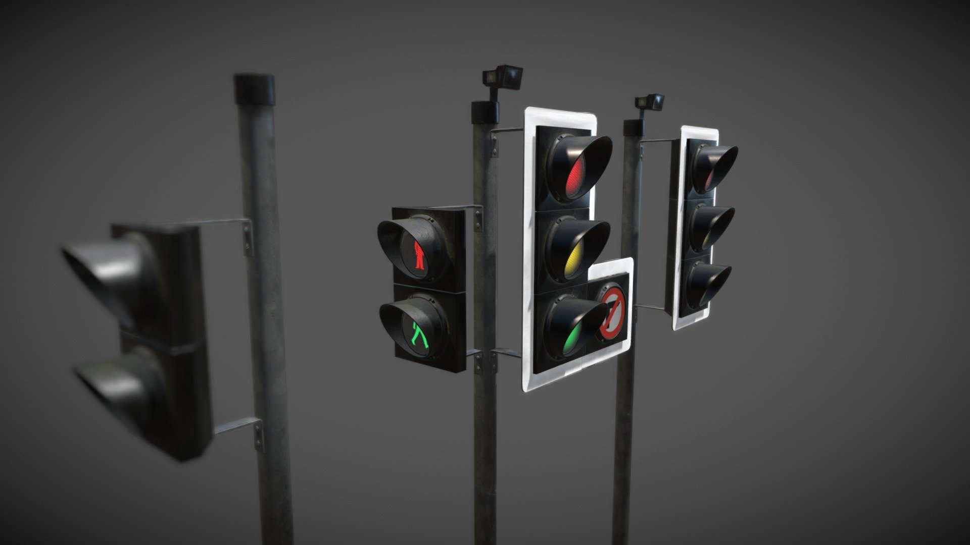 Low poly PBR UK traffic lights.

1786 polys

2048x2048 PBR textures

Also included is the original .blender file for ease of editing the mes 3d model