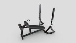 Technogym Pure Olympic Decline Bench bike, room, bench, set, rack, sports, fitness, gym, equipment, cycling, collection, vr, ar, exercise, treadmill, training, professional, machine, rower, weight, workout, racks, weightlifting, 3d, home, sport, dumbells