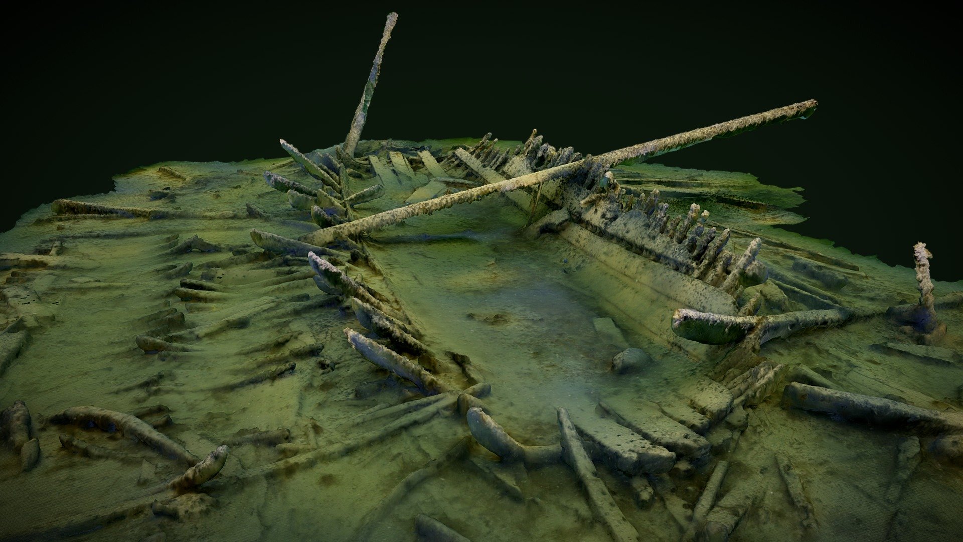 One of the oldest wrecks in Finland, dating from 16th century based on artefact findings. Probably from northern Germany. Made of oak.

The ship is lying on her port side. Stern post is still standing. Length appr. 18 m and depth 15 m.

(© Samuli Haataja / assistance by Jukka Sulku) - Wreck of Metskär, Örö FI - 3D model by Nautic Club Urheilusukeltajat ry (@nauticclubry) 3d model