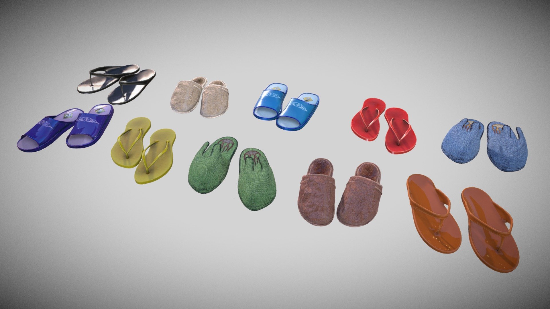 PBR Specular/Glossiness - Full Set Only One Material 4k  - (2 Diffuse Maps)  




Diffuse x 2  

Gloss  

Normal  

Specular   

Ambient Occlusion  

IDs Map
 - Slippers Series - Buy Royalty Free 3D model by Francesco Coldesina (@topfrank2013) 3d model