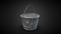 Pail Bucket Plastic 3D Scan object, bucket, exterior, concrete, bulding, realistic, 3d-model, downloadable, pail, freemodel, photoscan, architecture, asset, game, scan, 3dscan, gameasset, free, gamemodel, plastic, interior, download
