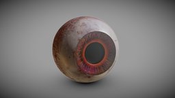 Evil Eye (eye only) eye, red, orange, white, meat, eyeball, sphere, scary, iris, pupil, emissive, emission, sclera, substance, blender, substance-painter, monster, spooky, ball, horror, evil