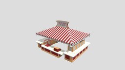 Theme Park Concession or Game Stands 4K Low-poly