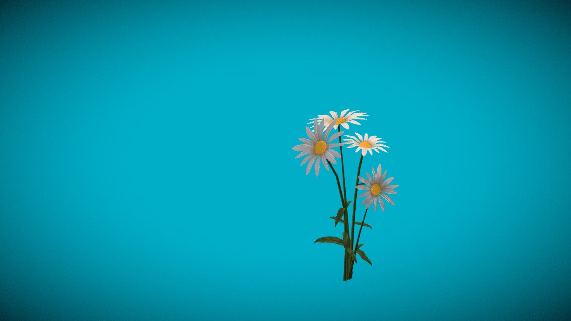 Stylized flower inspired by a daisy. The blossoms came out a bit less cartoony than what I aimed for 3d model
