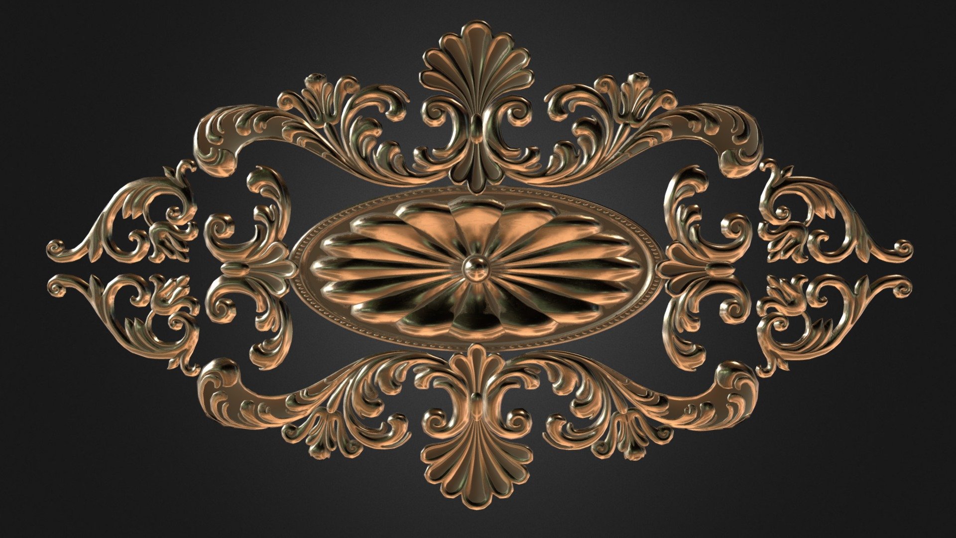 Golden Baroque Ornament - Buy Royalty Free 3D model by Enrico Ameglio (@EA1993) 3d model