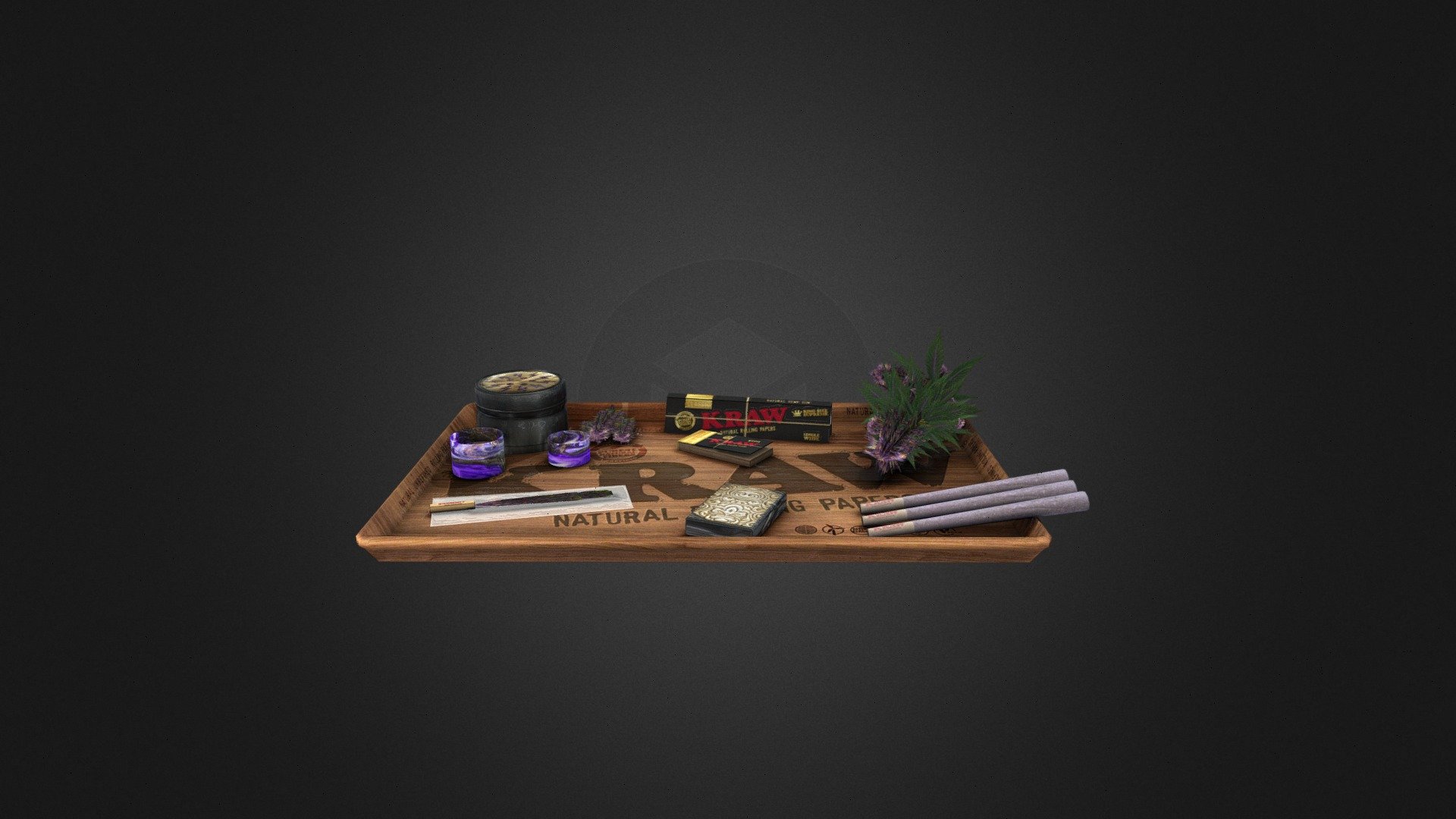 Weed Kit Purple Haze

The best way to roll is using a Kraw rolling kit, containg the top products of cannabis ! ( Low Poly and realistic textures )

Including items:

Kraw wood rolling tray

Kraw tips box

Kraw rolling paper box

Thunder Grinder

Classic Ligther

The most pure Kief in Resin pot

Strongest Hash ball in Resin pot

Joint not rolled yet

3 Cones joints rolled

And a lots of Purple Haze Weed for the Happynes of all ! - weed kit purple haze - 3D model by LKSHash 3d model