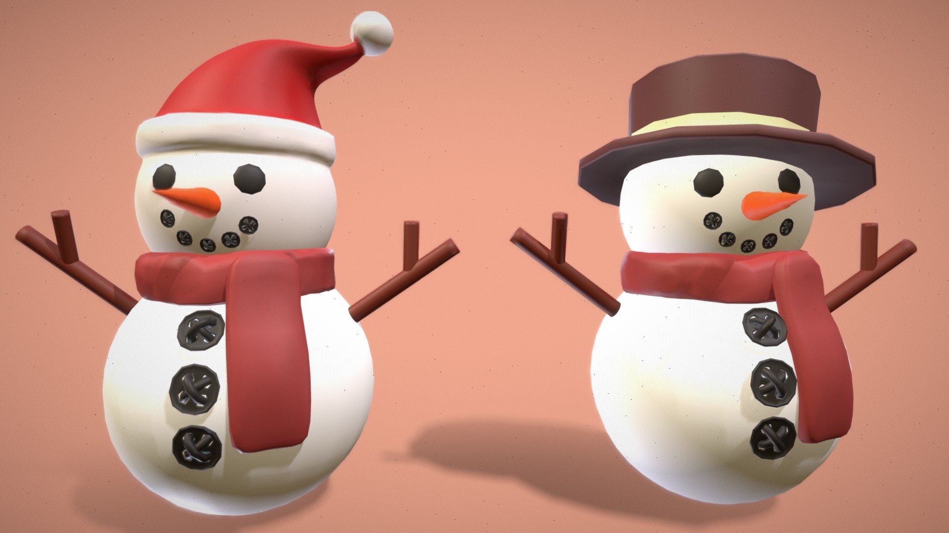 This is a Snowman pack  3D model . This is a low poly model. It is made in ZBrush and Autodesk Maya 2018 and texturized , iluminated and rendered in Arnold 2018.

This model can be used for any type of work as: low poly or high poly project, videogame, render, video, animation, film…This is perfect to use it as decoration in a Christmas Scene or for a CHristmas postcard image with other christmas decoration that you could see in my profile too…

This contains a .obj , .and all the textures.

I hope you like it, if you have any doubt or any question about it contact me without any problem! I will help you as soon as possible, if you like it I will aprecciate if you could give your personal review! Thanks - SNOWMAN Pack - Buy Royalty Free 3D model by Ainaritxu14 3d model