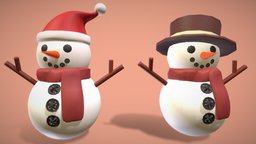 SNOWMAN Pack hat, snowman, winter, white, scarf, xmas, snow, christmas, carrot, snowy, buttons, character, lowpoly, car, winterwear, christmas-decorations, santa-hat, xmasdecorations, winter-scene
