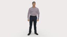 Young man in lilac shirt 0642 style, shirt, fashion, beauty, clothes, miniature, figurine, color, printable, success, 3dprint