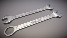 Stainless Steel Wrench Tool power, wrench, 4k, tool, stainless, less, fix, stain, blender, texture, pbr, lowpoly, low, free, steel
