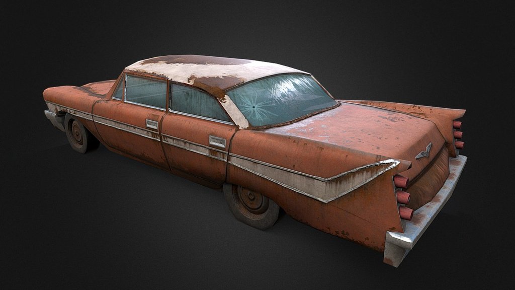 Another rusty car, because I felt like it, this one's loosely based on the Desotos from the late 50's.

Modeled in 3DSMax and painted in Substance Painter, feel free to

Do not re-upload, re-sell, or use without giving credit, A DMCA will be filed if you do. That being said, enjoy my models. You are welcome to use them in Indie projects, as long as I'm credited properly 3d model