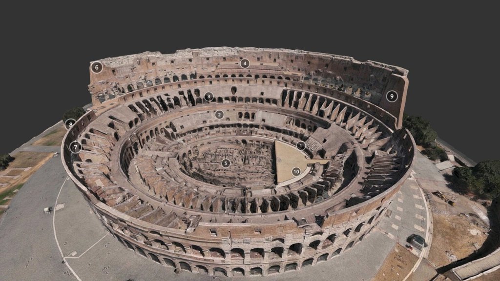 El anfiteatro flavio de Roma, conocido mundialmente como Coliseo fue construido entre el 24 de mayo del año 70 d.C. y el 29 de junio del año 80 d.C. bajo el mandato del emperador Vespasiano y posteriormente inaugurado por su hijo el emperador Tito.

Era uno de los edificios de espectáculos más importantes del mundo romano, superado sólo por el cercano Circo Máximo, en el que se realizaban carreras de carros. En el anfiteatro, tenían lugar los conocidos como munera gladiatoria, o luchas de gladiadores.



The Flavian amphitheatre in Rome, better known as the Colosseum, was built between May 24 70 A.D. and June 29 80 A.D. under the reign of Emperor Vespasian and later inaugurated by his son Titus.

It was one of the most important spectacle buildings of the Roman world, surpassed only by the near Circus Maximus, where chariot races were held. In the amphitheatre, gladiator fights, known as munera gladiatoria took place 3d model