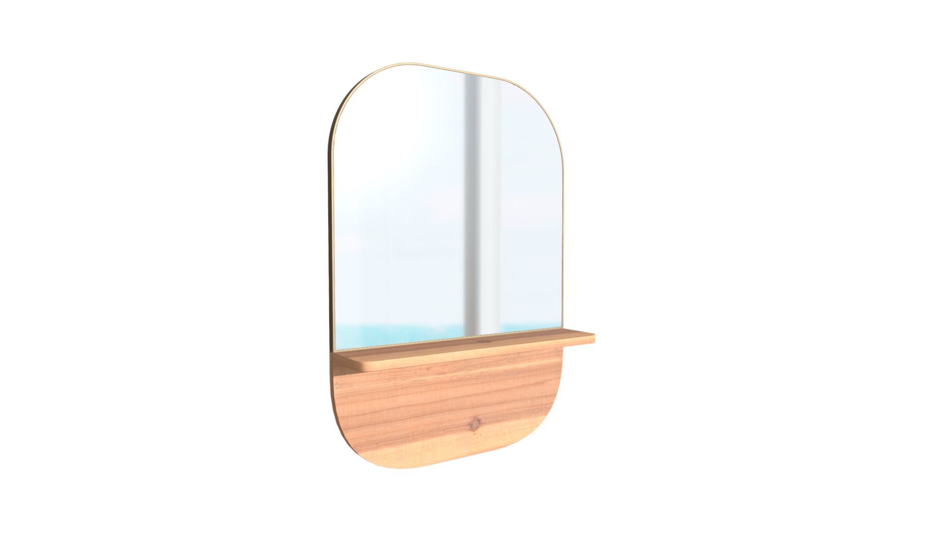 https://www.zuomod.com/meridian-shelf-mirror-gold-brown
A multifunctional mirror to place your keys in the entryway or your bathroom essentials. You can’t go wrong in styling this gold coated frame with wood shelf. It’s a timeless piece 3d model