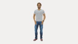 Smiling Man In White Polo 0790 style, white, people, clothes, miniatures, realistic, polo, character, 3dprint, model, man