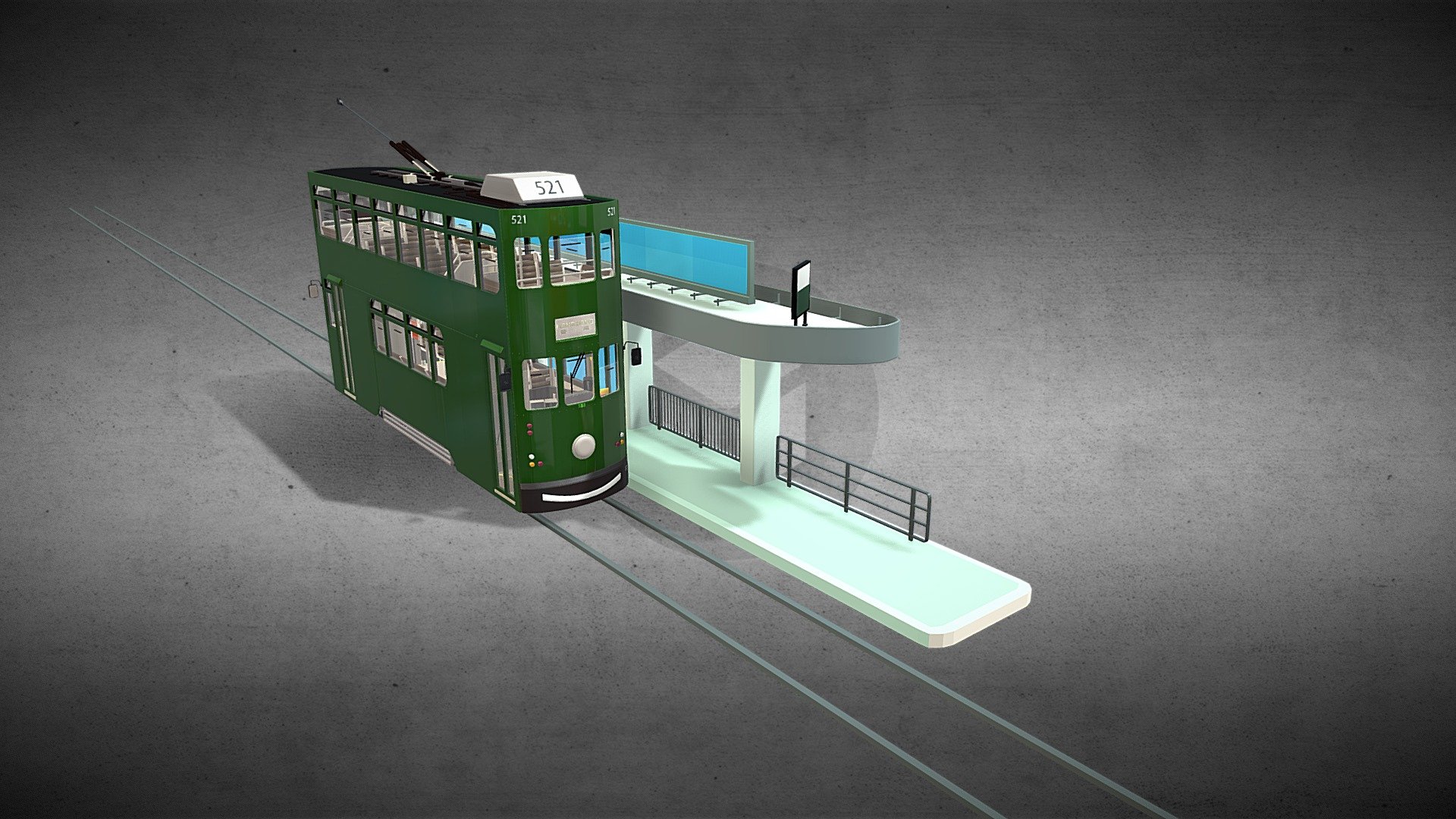 This is a Hong Kong Tram 
This model includes a tram station.

Wiki below for more information.
https://en.wikipedia.org/wiki/Hong_Kong_Tramways

The tram model has 4 doors and 2 wheels, around 140000 Verts and Faces. This model has separated windows, bodies, chairs, stairs, wheels, lights, doors, and other things. You can change the surface color easily.

This model is a game-ready asset, tested in Unity and Blender.
If you need blend file, please buy it from my website: businessyuen.com

My other models

Drink Pack

HongKong Bus 

MiniBus

Free Model Doll

Play my game here https://businessyuen.itch.io/hong-kong-bus-driving - Hong Kong Tram - Buy Royalty Free 3D model by businessyuen 3d model
