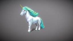 Lowpoly Stylized Unicorn Rigged and Animated unicorn, white, mammal, vr, ar, fairy, unity, game, lowpoly, horse, animal, stylized, animated, fantasy