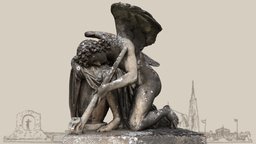 Grabfigur angel, cemetery, grave, vienna-3d, vienna-central-cemetery