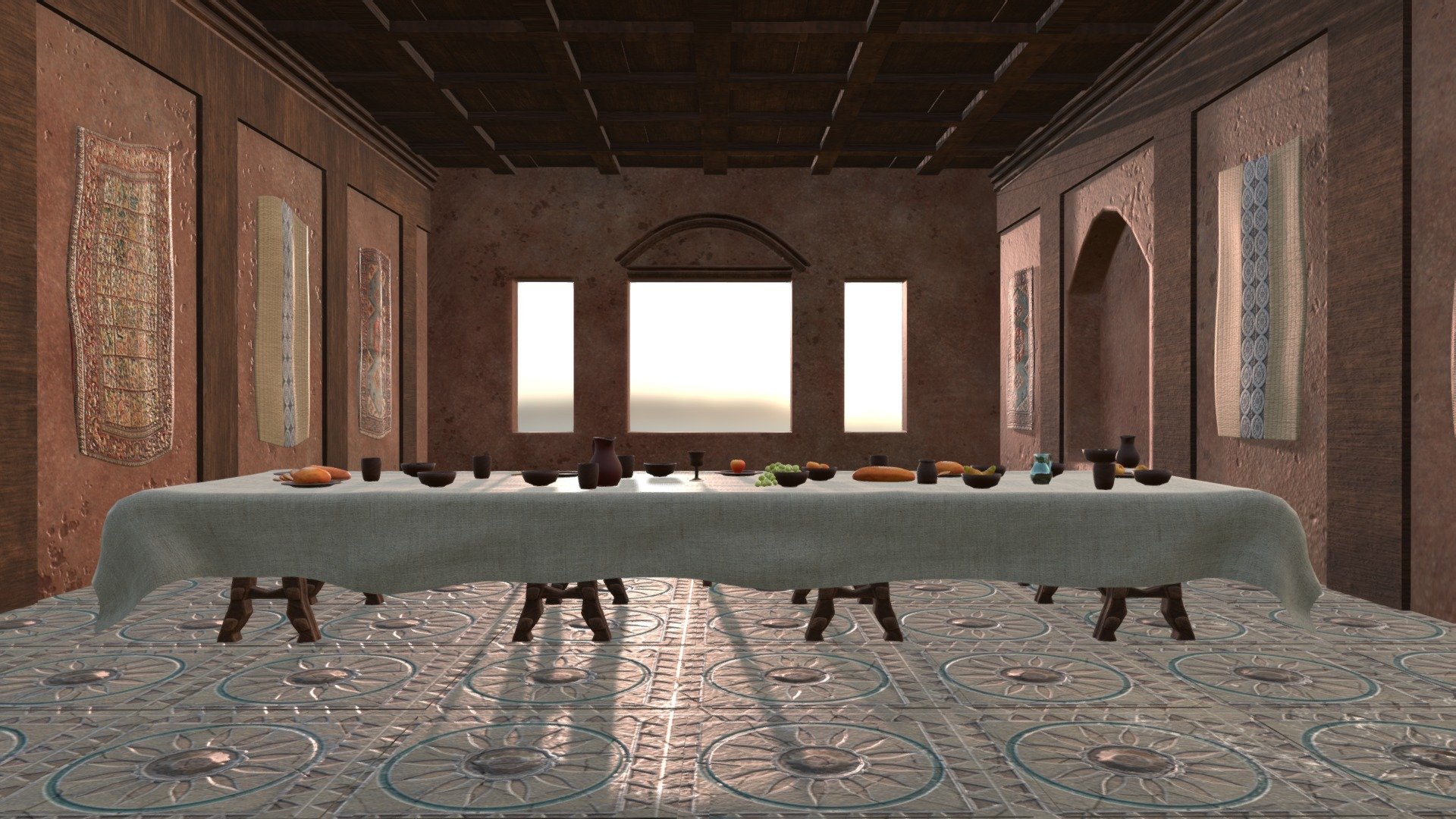 What did we find 15 minutes before the last Supper? The room and the space.
Maded in Blender and render cycles.
Material floor from Andreas Gebert : https://share.allegorithmic.com/libraries/505 - 15 minuts before Last Supper - Buy Royalty Free 3D model by Skaldy 3d model