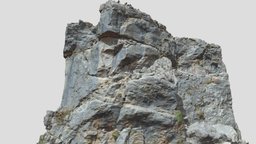 Huge Boulder Cliff Rock Drone Scan
