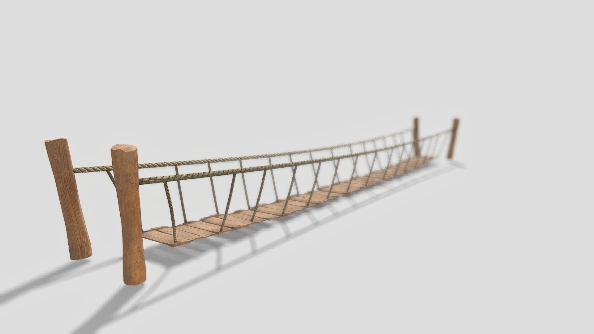 Woodern rope bridge created in Maya;
Textured in Substance Painter;
Game ready for engines such as Unity, Unreal Engine 4/5, etc; - Wooden rope bridge - Download Free 3D model by DoniTodorov 3d model
