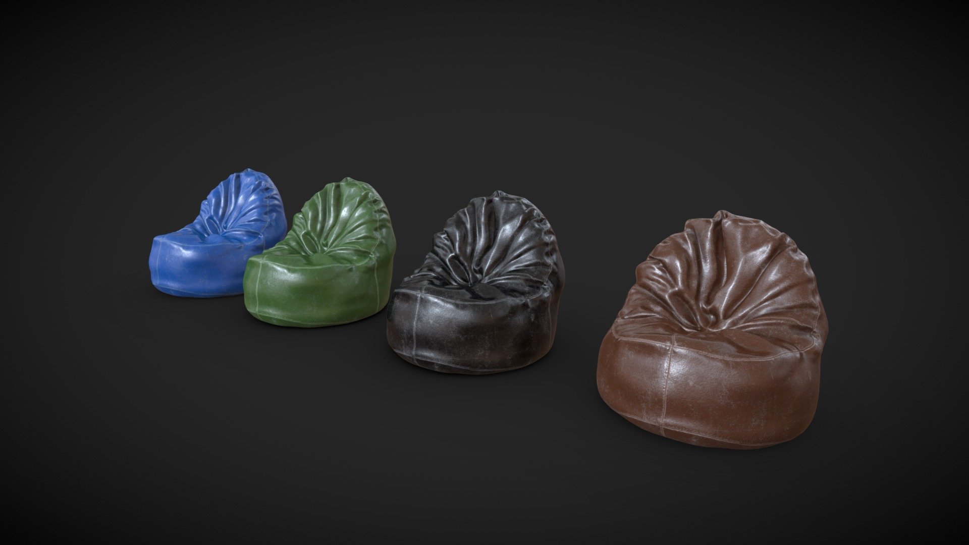 Vr ready  leather bean bags for Archviz in 4 colours 3d model