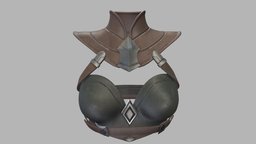 Female Fantasy Armour Top Cuirass neck, steampunk, armour, leather, warrior, fashion, medieval, top, guard, brown, breastplate, combat, metal, womens, cuirass, crop, pbr, low, poly, female, fantasy