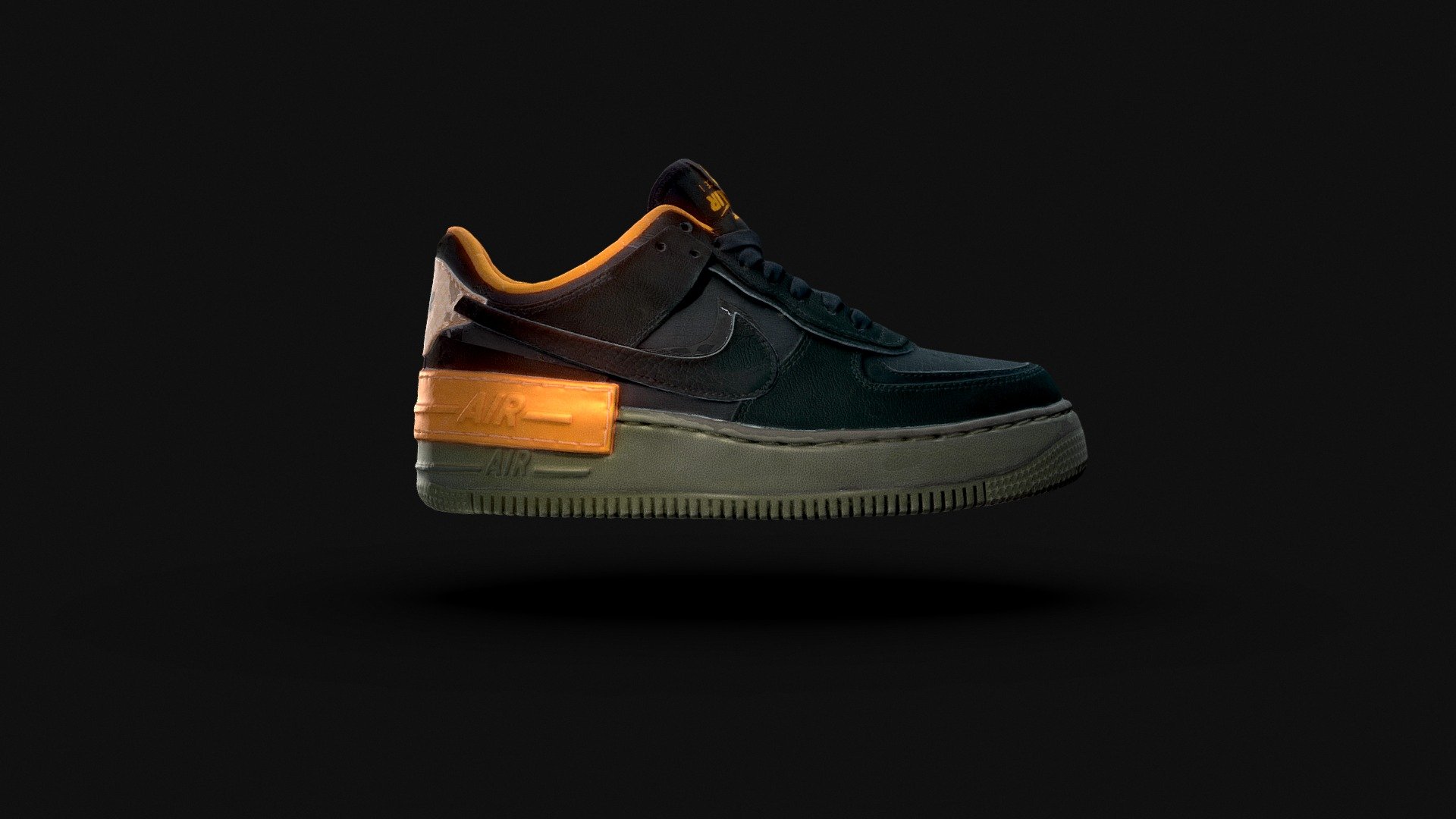 Sneaker scan Nike Air Force 1 Shadow

8K Textures (Color-Normal-AO)

Normal baked from high poly in substance painter

sculpt/cleanup/retopo in zbrush

uv in Cinema 4D
 - Nike Air Force 1 Shadow - Buy Royalty Free 3D model by MAMA's Sneaker Stop (@mamasneakers) 3d model
