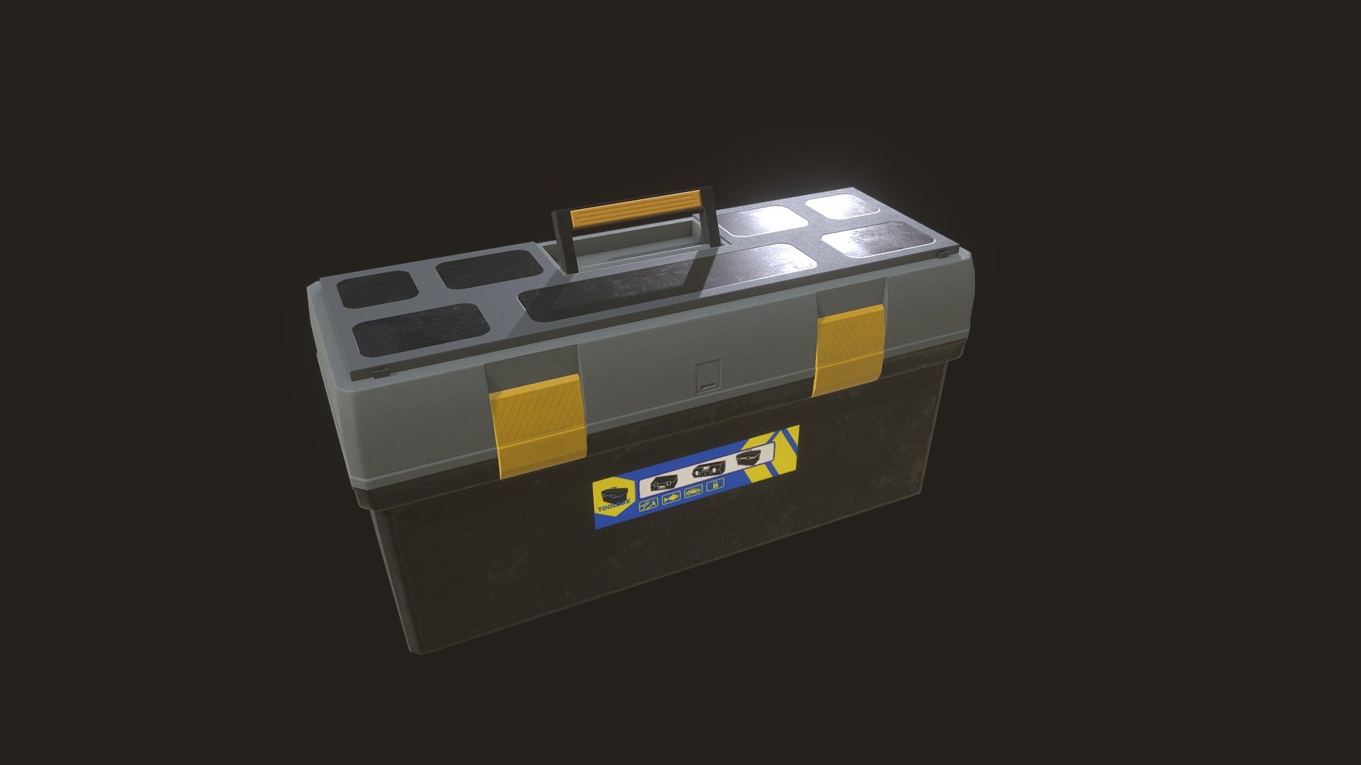 Low-poly Toolbox for &lsquo;untiy' game engine. 
Modelled in &lsquo;Cinema4d', texture maps created with &lsquo;Quixel suite' 3d model