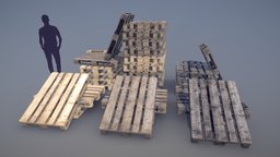 (Collection) Cargo Wood Pallets EUR EPAL pallet, wooden, airplane, exterior, transport, airport, tray, shipping, goods, eur, epal, aircraft, cargo, box, terminal, pallets, tivsol, low-poly, pbr, building