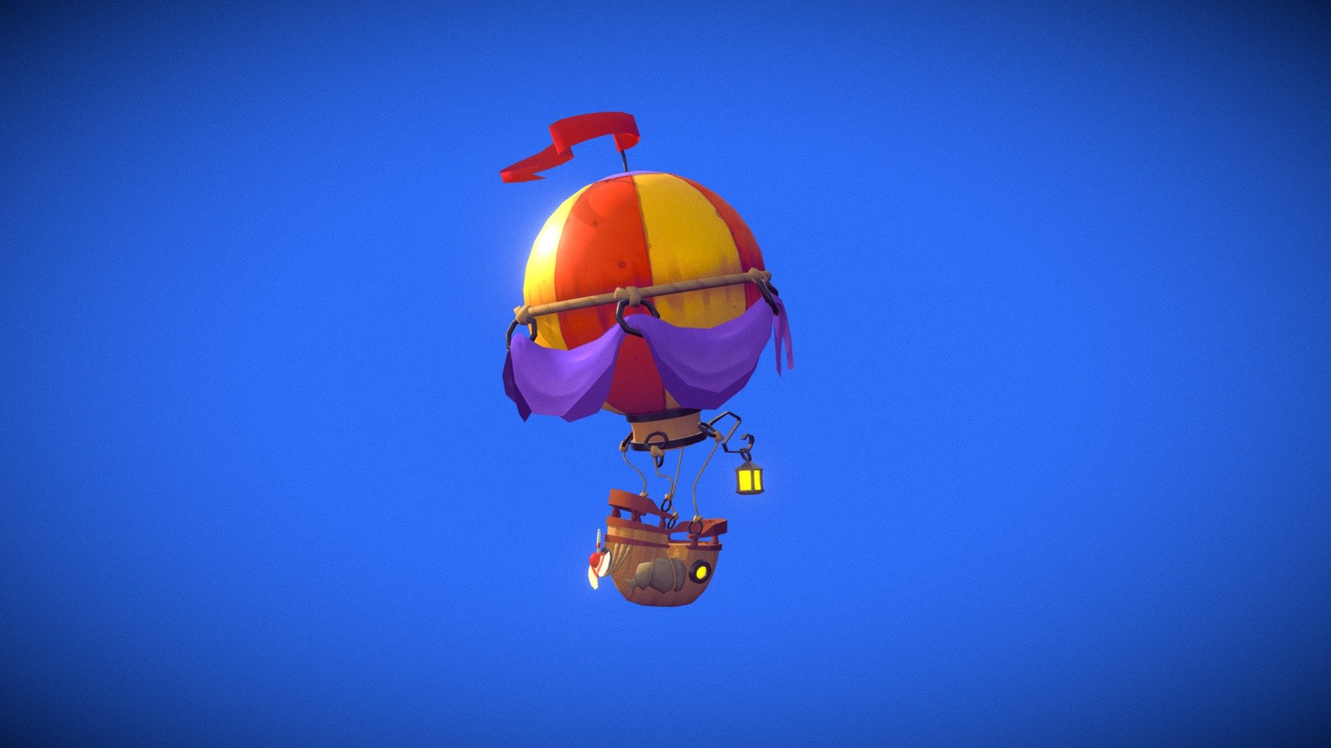 Low poly practice with a hot air ballon. Used my own concept art for reference 3d model