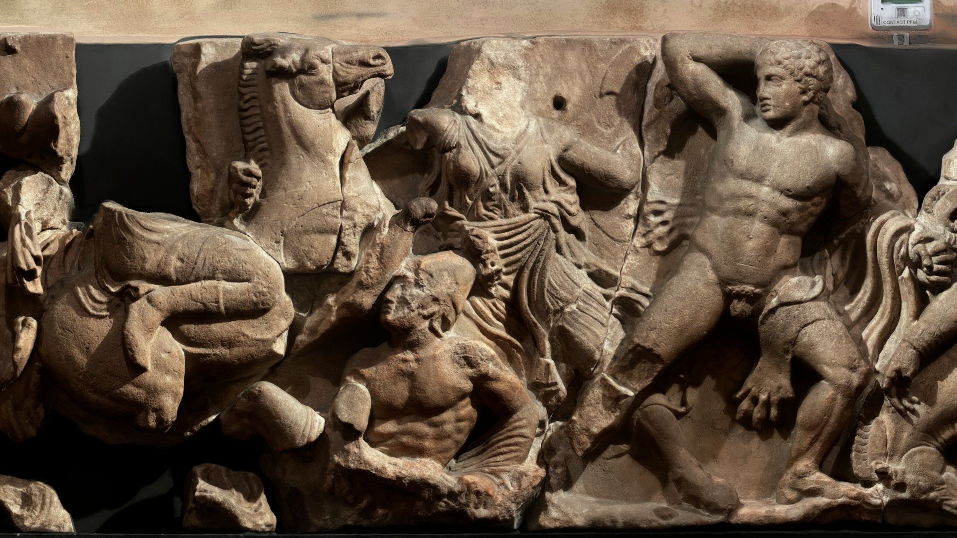 The Bassae Frieze in the British Museum
Material    marble
Size    31 × 0.63 m
Created 420–400 BCE

Discovered  1811–1812 by a group including Cockerell, Haller, Linkh, Foster, Legh, Gropius, Baron von Stackelberg, Peter Brondsted
Present location    British Museum, London
Identification  1815,1020.2; 1815,1020.7; 1815,1020.11 etc

The Bassae Frieze is the high relief marble sculpture in 23 panels, 31 m long by 0.63 m high, made to decorate the interior of the cella of the Temple of Apollo Epikourios at Bassae. It was discovered in 1811 by Carl Haller and Charles Cockerell, and excavated the following year by an expedition of the Society of Travellers led by Haller and Otto von Stackelberg. This team cleared the temple site in an endeavour to recover the sculpture, and in the process revealed it was part of the larger sculptural programme of the temple including the metopes of an external Doric frieze and an over-life-size statue.
(wikipedia) - The Bassae Frieze - Greeks fighting Amazons - 3D model by joshtonies 3d model