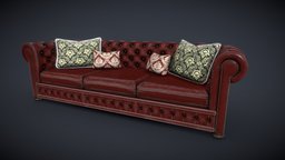 Large_Leather_Sofa victorian, sofa, red, leather, padded