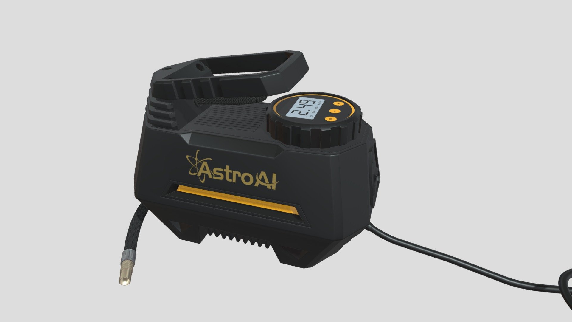 3D model of AstroAI Air Compressor  , with good topology and already textured.

Format： FBX

Textures (4k PNG files, 4096*4096 ) include: base color , roughness, metallic, opacity and normal map

Polygon count: 69300

UV mapped

Feel free to contact me if you have any questions

AstroAI Air Compressor Tire Inflator Portable Air Pump for Car Tires 12V DC Auto Tire Pump with Digital Pressure Gauge, 100PSI with Emergency LED Light for Car, Bicycle, Balloons and Other Inflatables - AstroAI Air Compressor - Buy Royalty Free 3D model by Chloe-Li-3D 3d model