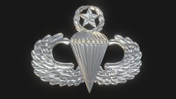 Master Parachutist Badge stl, us, soldier, army, general, award, badge, us-army, military, usa, 75thranger, 75thregiment, parachutist