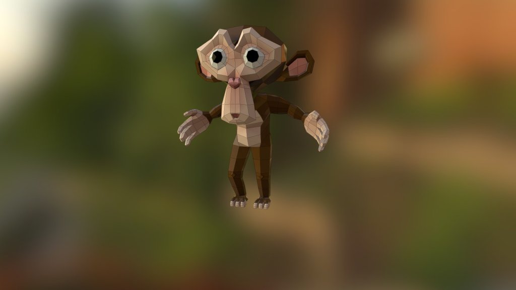 Low Poly Monkey, UV Unwrapped, Rigged - Low Poly Monkey - 3D model by Pjager 3d model