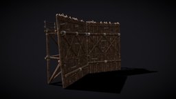 Medieval Guarded Walls Multiple Modular Pieces viking, medieval, guard, cabin, walls, wood, building, modular