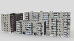 Procedural Soviet Building Generator exterior, soviet, concrete, russian, panel, russia, ussr, procedural, soviet-union, soviet-architecture, ussr-architecture, panel-house, architecture, blender, house, home, city, building, 1-464