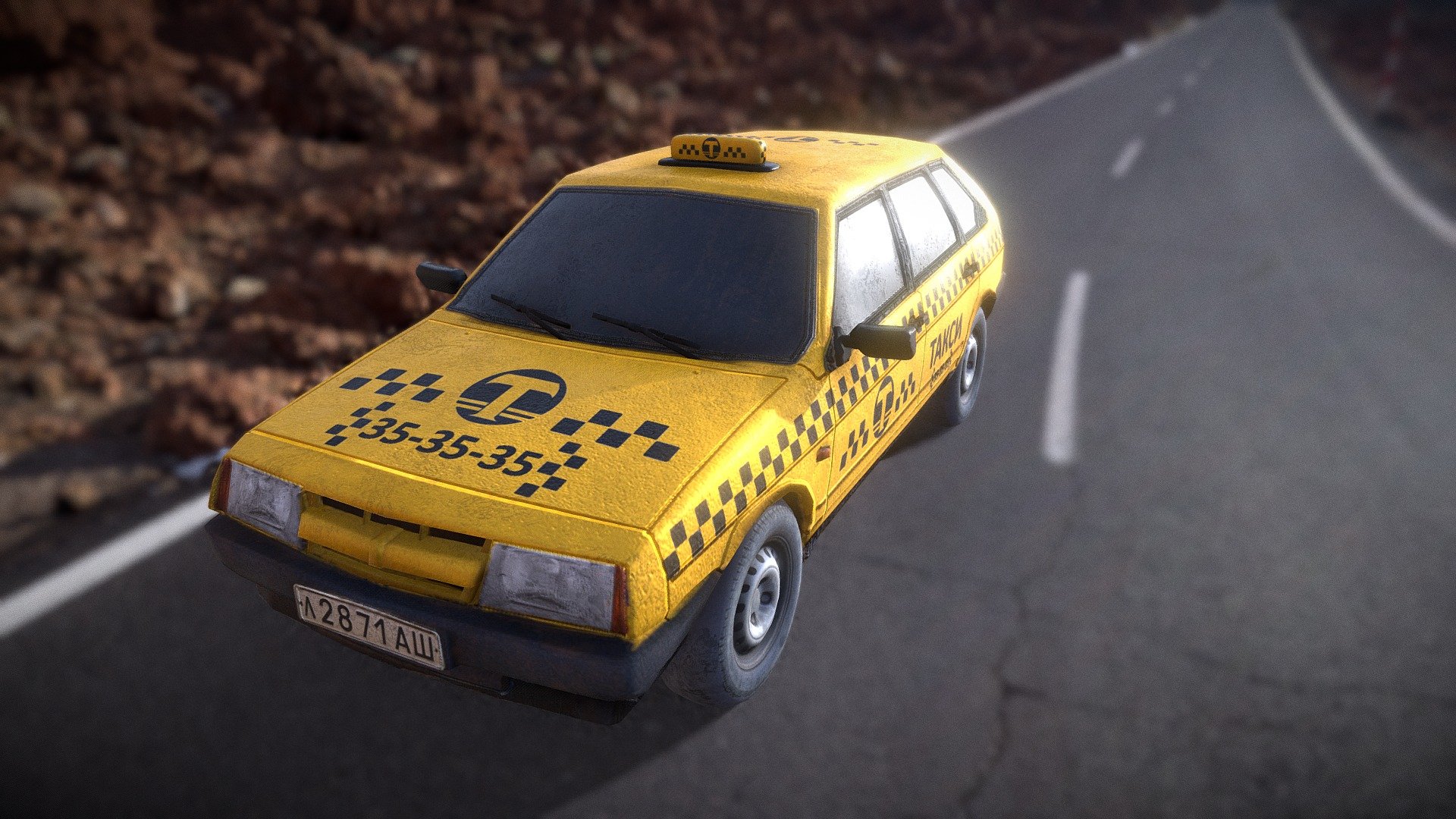 The model has 4 wheels of a separate mesh, which is probably suitable for scripting in games. PBR coloring - Lada 2109 Taxi - Download Free 3D model by DeadLink (@d43dLink) 3d model