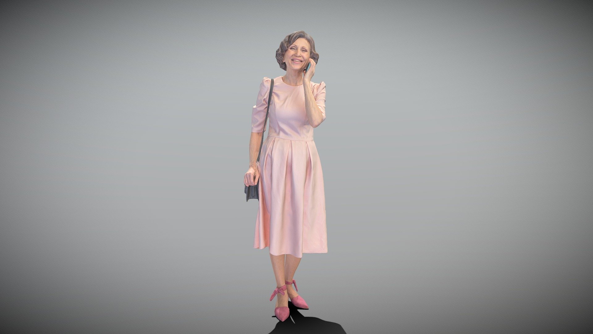 This is a true human size and detailed model of a beautiful mature woman of Caucasian appearance dressed in elegant dress. The model is captured in casual pose to be perfectly matching for various architectural, product visualization as a background character within urban installations, city designs, outdoor design presentations, VR/AR content, etc.

Technical specifications:




digital double 3d scan model

150k &amp; 30k triangles | double triangulated

high-poly model (.ztl tool with 5 subdivisions) clean and retopologized automatically via ZRemesher

sufficiently clean

PBR textures 8K resolution: Diffuse, Normal, Specular maps

non-overlapping UV map

no extra plugins are required for this model

Download package includes a Cinema 4D project file with Redshift shader, OBJ, FBX, STL files, which are applicable for 3ds Max, Maya, Unreal Engine, Unity, Blender, etc. All the textures you will find in the “Tex” folder, included into the main archive.

3D EVERYTHING

Stand with Ukraine! - Mature woman in dress talking on phone 358 - Buy Royalty Free 3D model by deep3dstudio 3d model