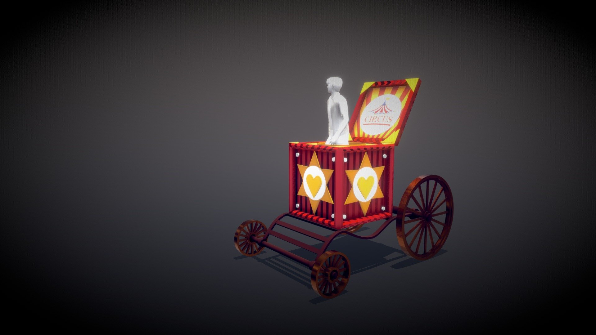 Wheel cart for clowns in chinese circus 3d model