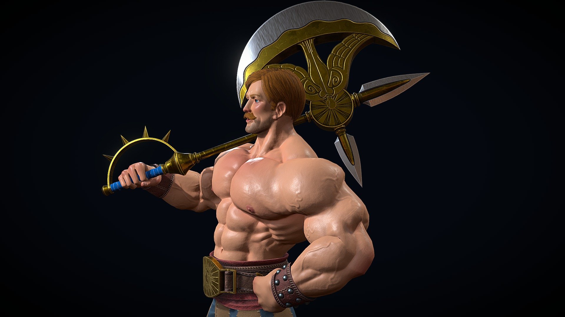 Low-poly 3D model of the Escanor the Lion's Sin of Pride, a character from the manga and anime &ldquo;The Seven Deadly Sins