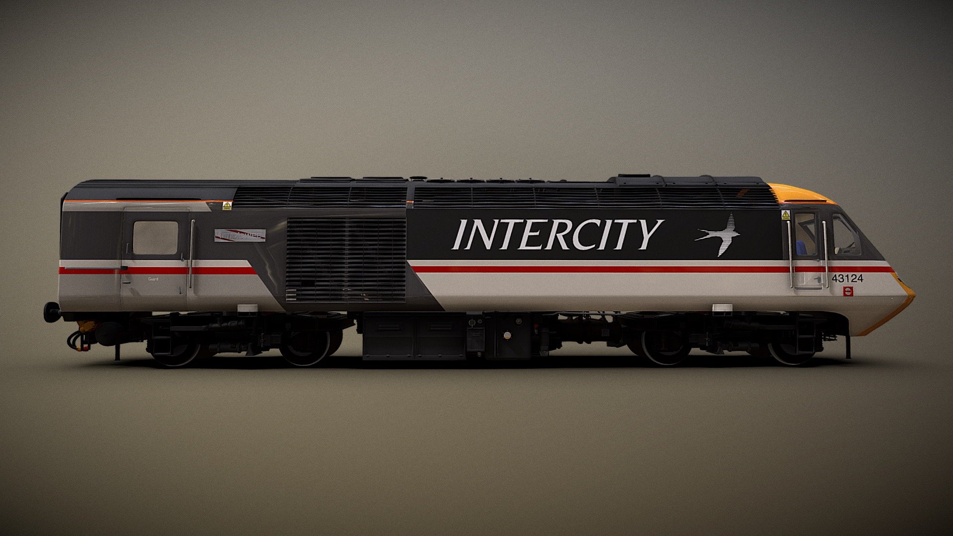 BR Class 43 Locomotive Power Car

Intercity Swallow Livery

Modelled in Blender 2.91

* This model is NOT presented as Game Ready *

The most amazing startup sound you will ever hear - Paxman Valenta Engine (See the video below of these beasts screaming to life @ 1:15)

https://youtu.be/1RgfyXZI_Bs - Train - Intercity 125 Swallow Livery - Download Free 3D model by timblewee 3d model