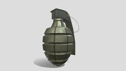 Low Poly Grenade. grenade, realistic, weapon, low-poly, blender, lowpoly