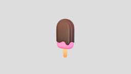 Prop208 Popsicle food, toon, ice, stick, prop, cream, pink, candy, chocolate, icecream, cold, dessert, cartoon, simple, noai, posicle